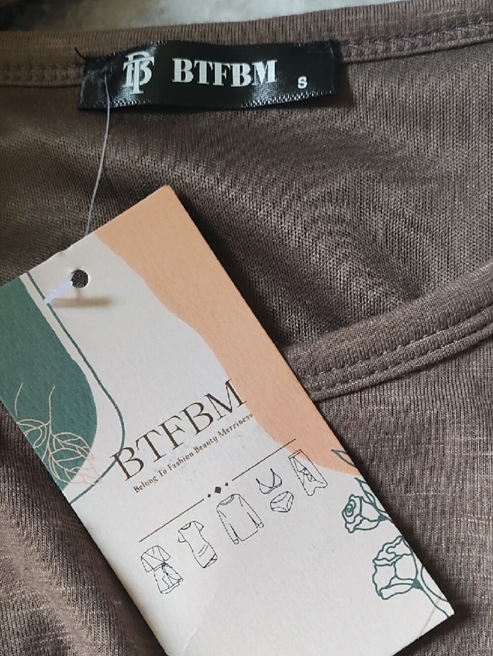 Ruched Long-Sleeve Olive Dress with Overlap Hem - Picture 10 of 13